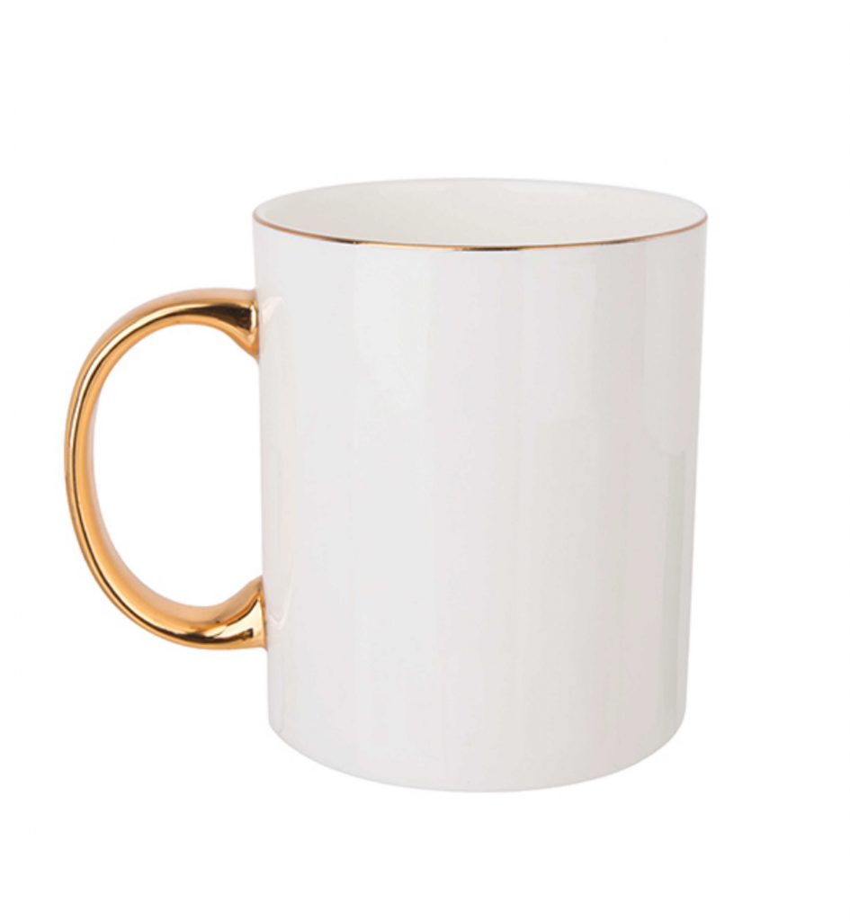 Tasse à café en porcelaine contour et lance en or 11oz